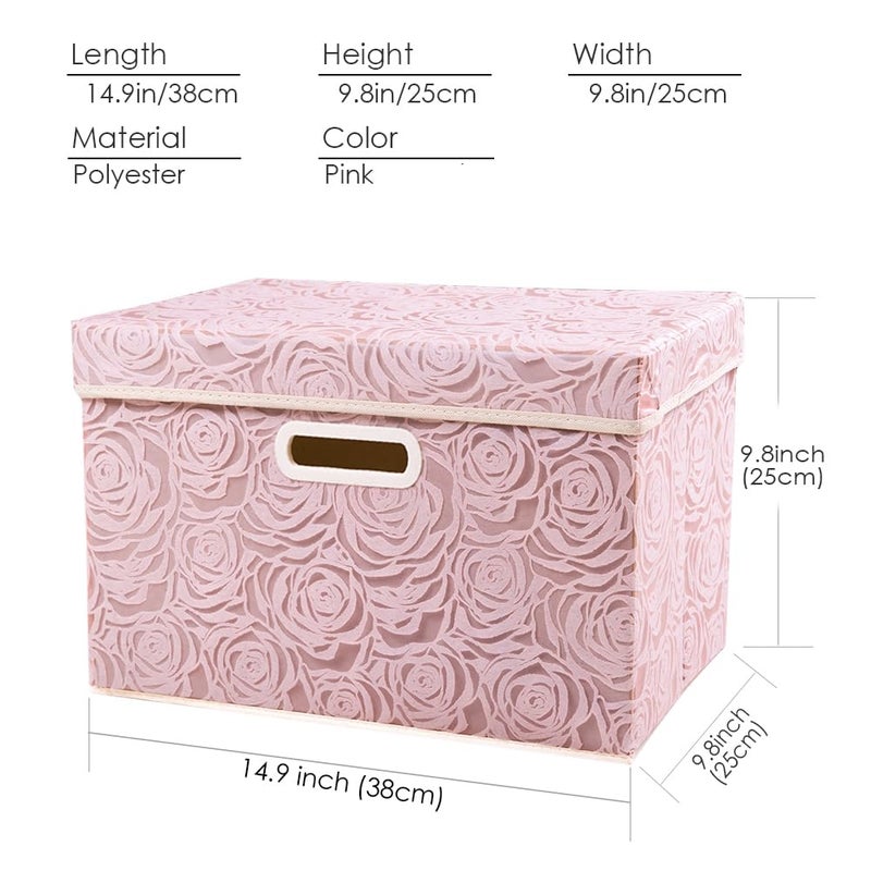 PRANDOM Collapsible Storage Boxes with Lids Fabric Decorative Storage Bins Cubes Organizer Containers Baskets with Cover Handles Divider for Bedroom Closet Living Room 14.9x9.8x9.8 Inch 1 Pack - Image 4