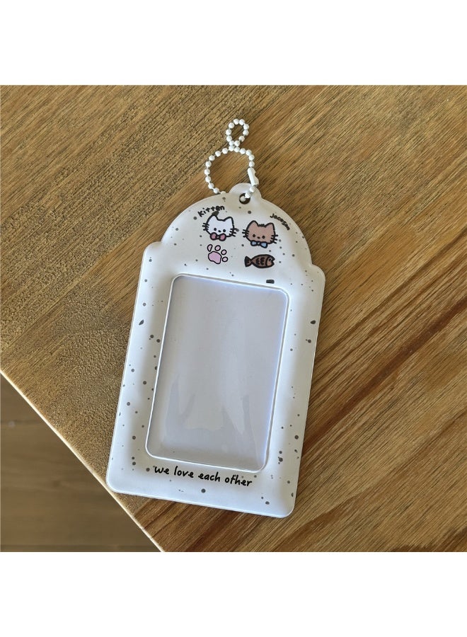 NIBEMINENT 1 - Piece Cute Cat Kpop Photo Card Holder Pendant Key Chain ID Badge Holder ID Card Holder Photo Card Protector for School ID Office ID Access Card for Women Girls - Image 1
