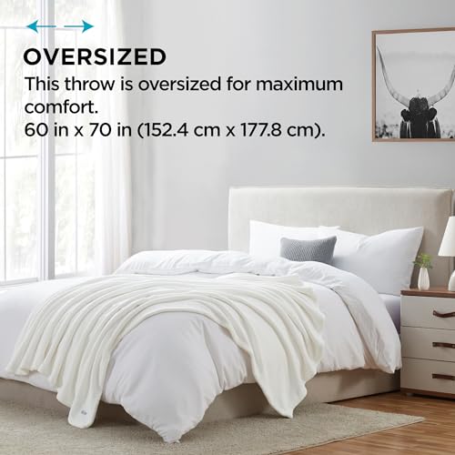 Brookstone Nap Plush Throw Blanket for Couch | Warm & Super Soft Blanket with Unmatched Heavy, Dense, and Ultra-Comfy Throw | Luxurious Drape, Cozying Up on a Sofa, Chair | White - Image 4