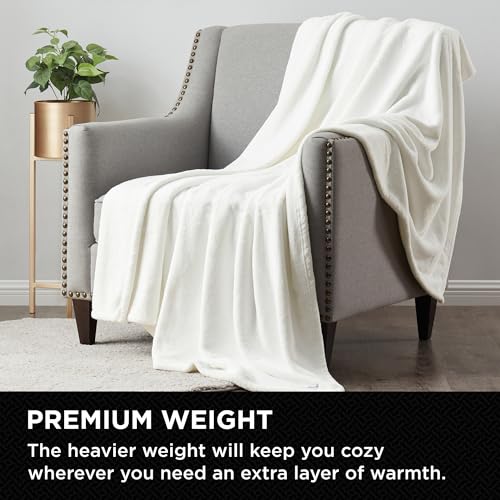 Brookstone Nap Plush Throw Blanket for Couch | Warm & Super Soft Blanket with Unmatched Heavy, Dense, and Ultra-Comfy Throw | Luxurious Drape, Cozying Up on a Sofa, Chair | White - Image 3
