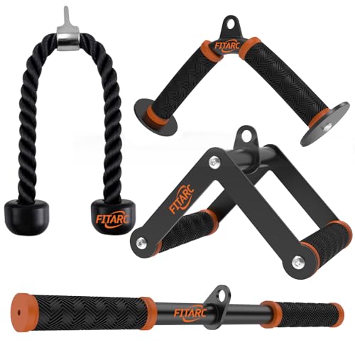 Fitarc Cable Machine Attachment Set for Gym & Home Workouts, Lat Pulldown Attachments with Non-Slip Grips, Orange - Image 1