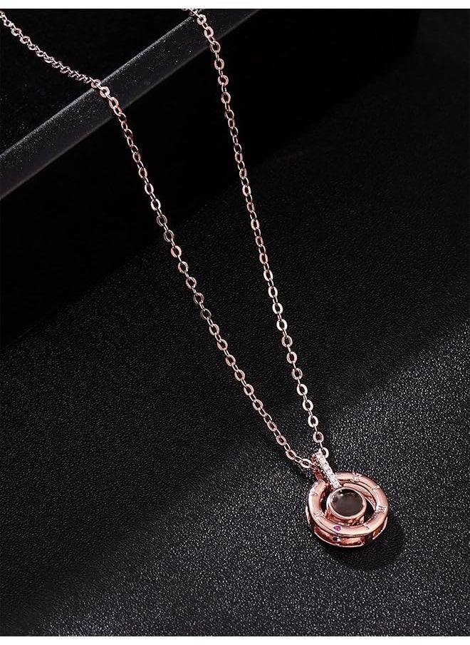 YELLOW CHIMES - I Love You In 100 Different Languages Valentines Gift By Gold Plated Pendant For Women Rose Gold Ycfjpd Lovlang Rg - Image 1