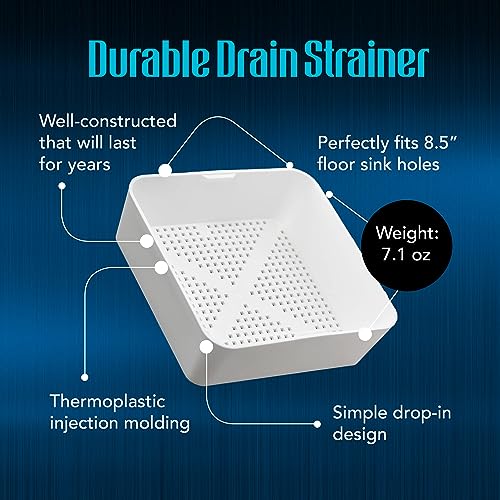 STEADYKLEEN - 8.5-inch Floor Sink Drain Cover Alternative, Square Drain Basket for Restaurants, Use Below 3 Compartment Sink. Sink Strainer with 0.19-inch Holes, Versatile Plastic Drain Screen Basket - Image 4