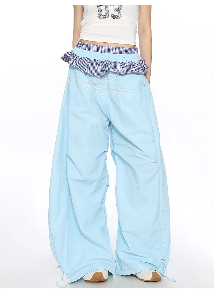 Madam Uniq Dopamine Aesthetic Sweet Lacy Patchwork Casual Pants Y2K Style