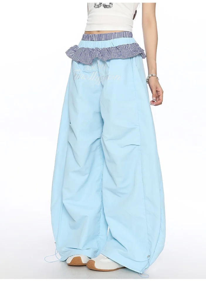 Madam Uniq Dopamine Aesthetic Sweet Lacy Patchwork Casual Pants Y2K Style