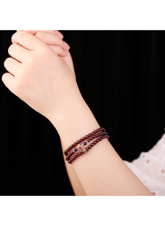 Goddess Renewal】twelve Zodiac Wine Red Garnet Bracelet For Women, Multi-strand Beaded Bracelet Gift For Mom - Image 5