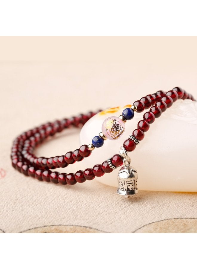 Goddess Renewal】twelve Zodiac Wine Red Garnet Bracelet For Women, Multi-strand Beaded Bracelet Gift For Mom - Image 2