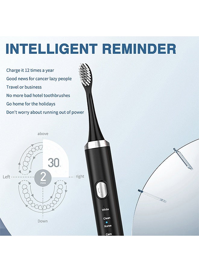 MAANGE Electric Toothbrush with 4 Replaceable Brush Heads, Rechargeable 8 Cleaning Modes Power Toothbrushes, Effective Oral Care for Adults and Kids (Black) - Image 5