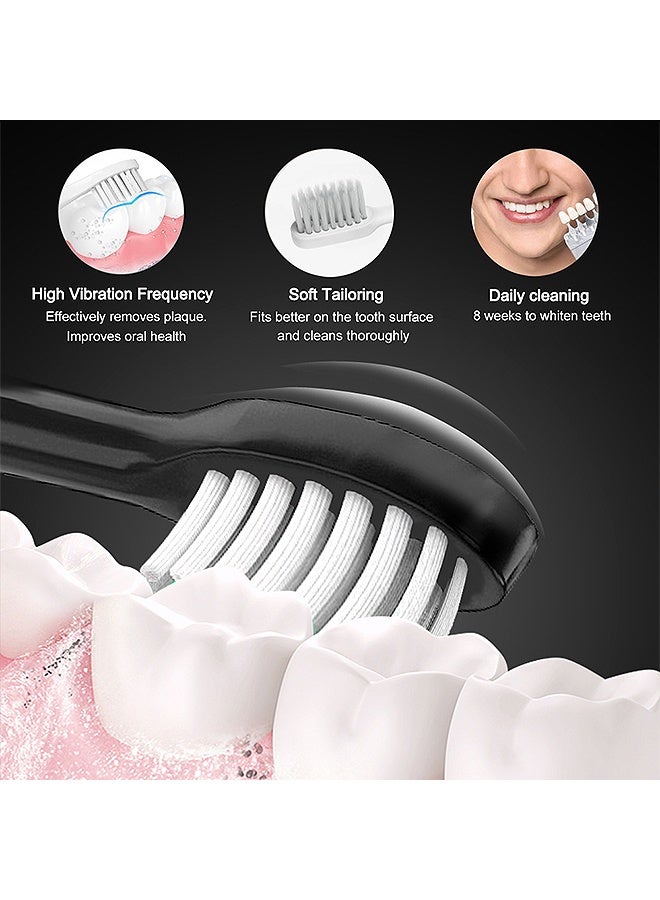 MAANGE Electric Toothbrush with 4 Replaceable Brush Heads, Rechargeable 8 Cleaning Modes Power Toothbrushes, Effective Oral Care for Adults and Kids (Black) - Image 3