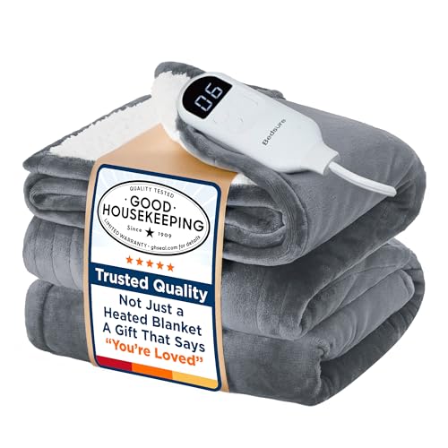 Bedsure Electric Blanket Full Size - Soft Flannel Heated Blanket Full, GentleSoft Fast Heating with 10 Time Settings & 6 Heat Settings, Warm Gift for Grandma (72x84 inches, Grey) - Image 1