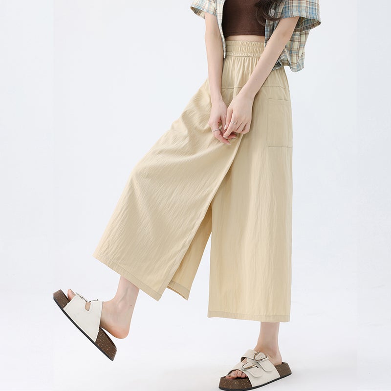Summer High Waist A-Line Workwear Skirt Shorts for Petite Black - Image 2