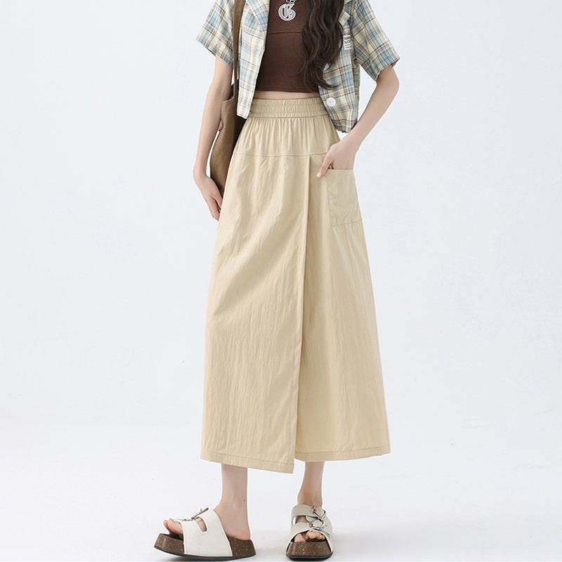 Summer High Waist A-Line Workwear Skirt Shorts for Petite Black - Image 5