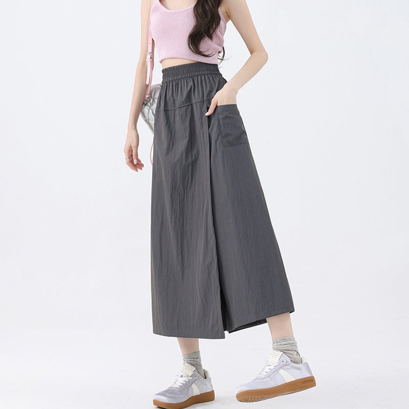 Summer High Waist A-Line Workwear Skirt Shorts for Petite Black - Image 3
