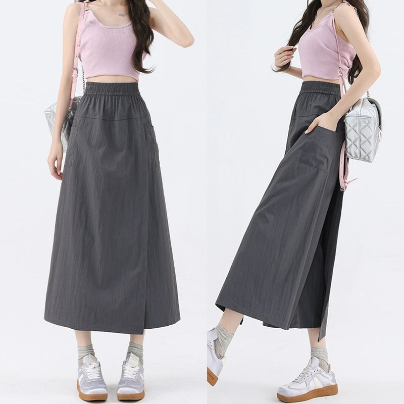 Summer High Waist A-Line Workwear Skirt Shorts for Petite Black - Image 4