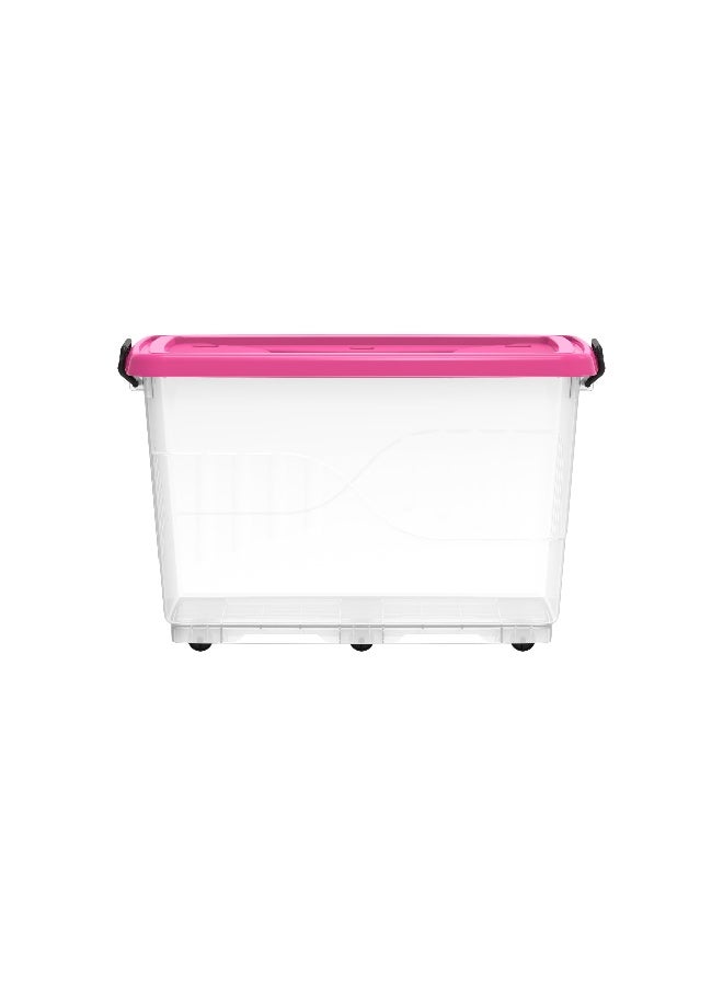 Cosmoplast 132L Clear Plastic Storage Box With Wheels & Lockable Lid (Pack Of 4) - Image 4