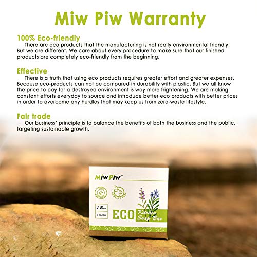 Miw Piw Vegan Dish Soap Bar Pack 2- Large 5 Ounce - Lather Clean Safe Ingredients- Plastic Free Palm Oil Free - Zero Waste Eco Friendly Kitchen Dishwashing Solid Soap - Image 3