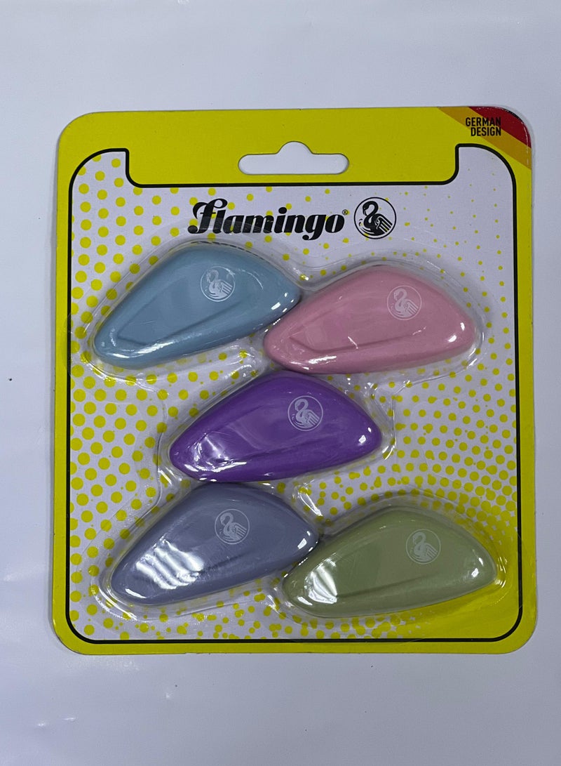Flamingo 5 Piece Dust Free Ergonomic Eraser Multicolor - Image 1