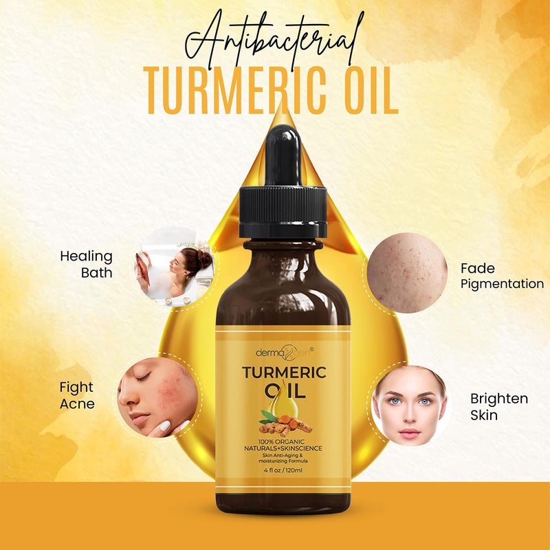 DERMAXGEN Organic Turmeric Oil for Skin Lightening - Turmeric Face Oil for Dark Spots, Anti-Aging & Hydrating Dry Skin - Glow Moisturizer for Face, Neck & Eyes (4 FL OZ / 60 ML) - Image 2