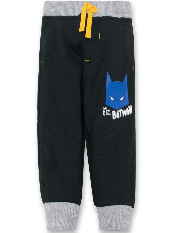 WB Warner Bros. Batman Baby Boys' 2 Pack Fleece Drawstring Jogger Pants, Black and Grey 3-6 Months - Image 2