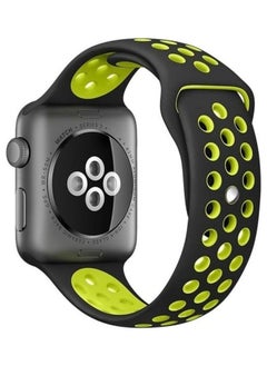 Sport Silicone Watchband Standard Edition For Apple Watch Series 6/SE/5/4 44mm - 3/2/1 42mm Black/Yellow
