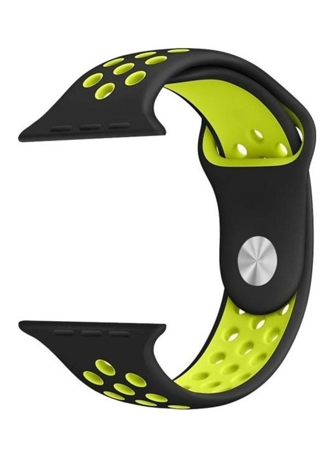NIBEMINENT - Sport Silicone Watchband Standard Edition For Apple Watch Series 6/SE/5/4 44mm - 3/2/1 42mm Black/Yellow - Image 1
