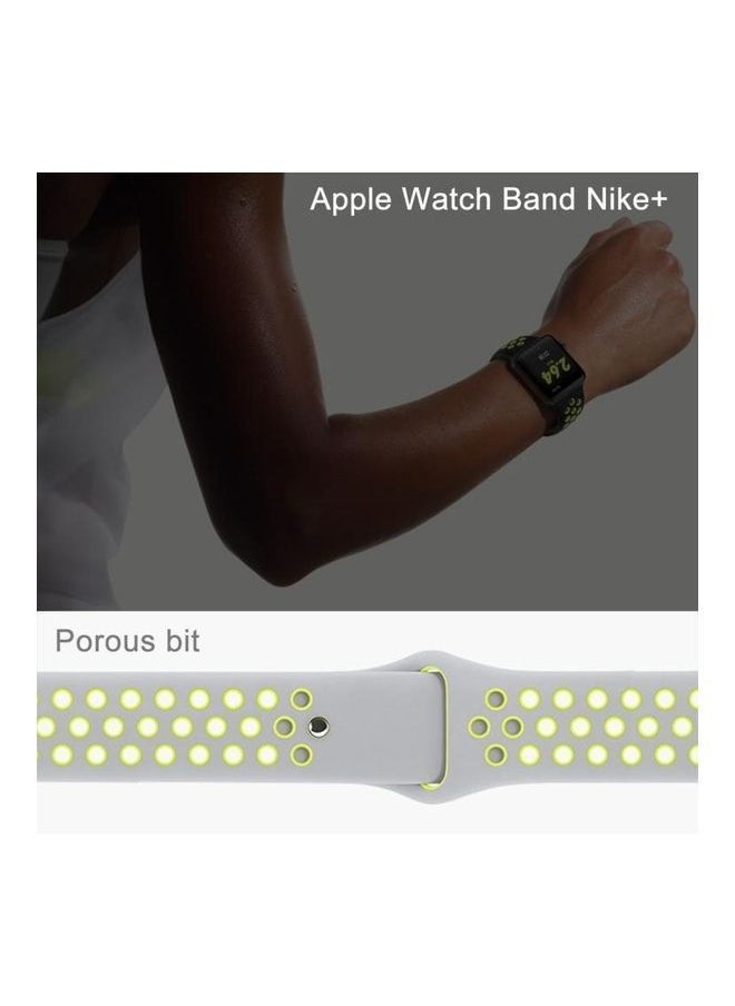 NIBEMINENT - Sport Silicone Watchband Standard Edition For Apple Watch Series 6/SE/5/4 44mm - 3/2/1 42mm Black/Yellow - Image 1