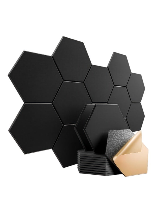 CHIYLE Self-Adhesive Acoustic Panels, 12 Pcs 30cm Hexagon Sound Absorbing Panels, High Density Acoustical Wall Padding (Black) - Image 1