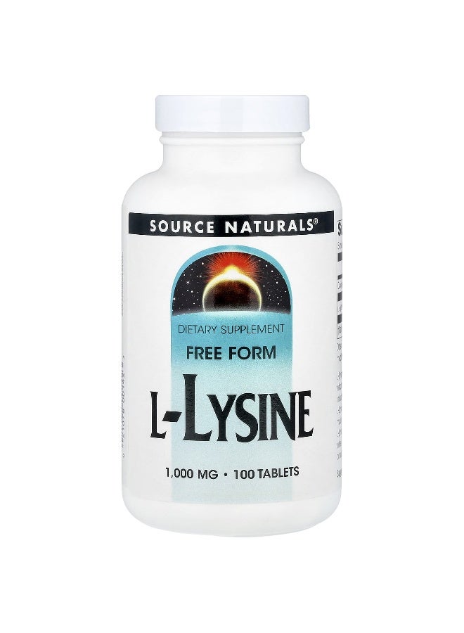 Source Naturals Source Naturals, L-Lysine, 1,000 mg, 100 Tablets  - Image 1