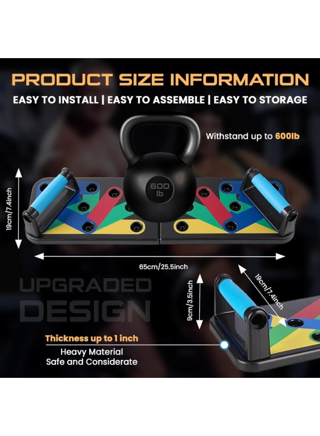 دفع لوحة للرجال والنساء, متعددة الوظائف قابل للطي لوحة الدفع مع حقيبة الظهر التخزين, عضلة ماكس دفع لوحة للطابق معدات التمرين المنزلي, تمرين عضلات الصدر - Image 2
