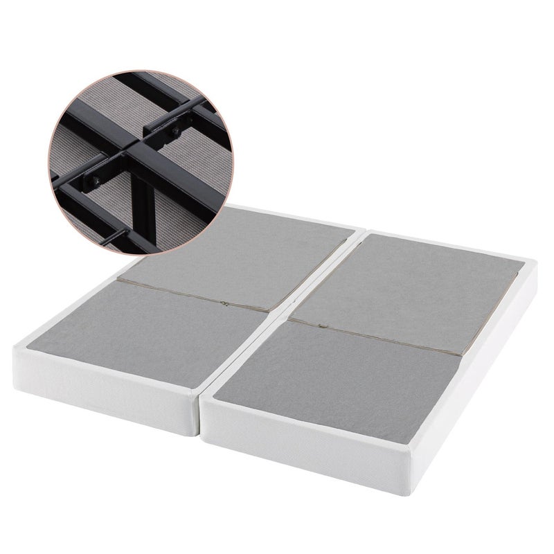 ZINUS 9 Inch No Assembly Metal Box Spring Cool Mattress Foundation Sturdy Metal Structure Split King White