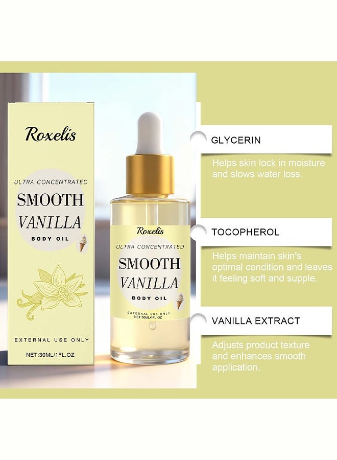 Roxelis Vanilla Cream Rich Fragrance Body Oil - Creamy texture, light and moisturizing, nourishes and softens the skin to create a youthful and radiant complexion. 30ml - Image 4