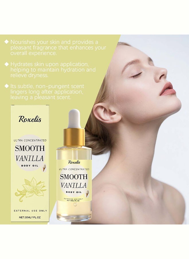 Roxelis Vanilla Cream Rich Fragrance Body Oil - Creamy texture, light and moisturizing, nourishes and softens the skin to create a youthful and radiant complexion. 30ml - Image 5
