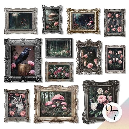 97 Decor Romantic Gothic Wall Decor Romantic Goth Arts For Bedroom Nature Gothic Posters For Room Aesthetic Dark Floral Wall Art Vintage Pink Rose Forest Art Raven Prints For Home Unframed - Image 1