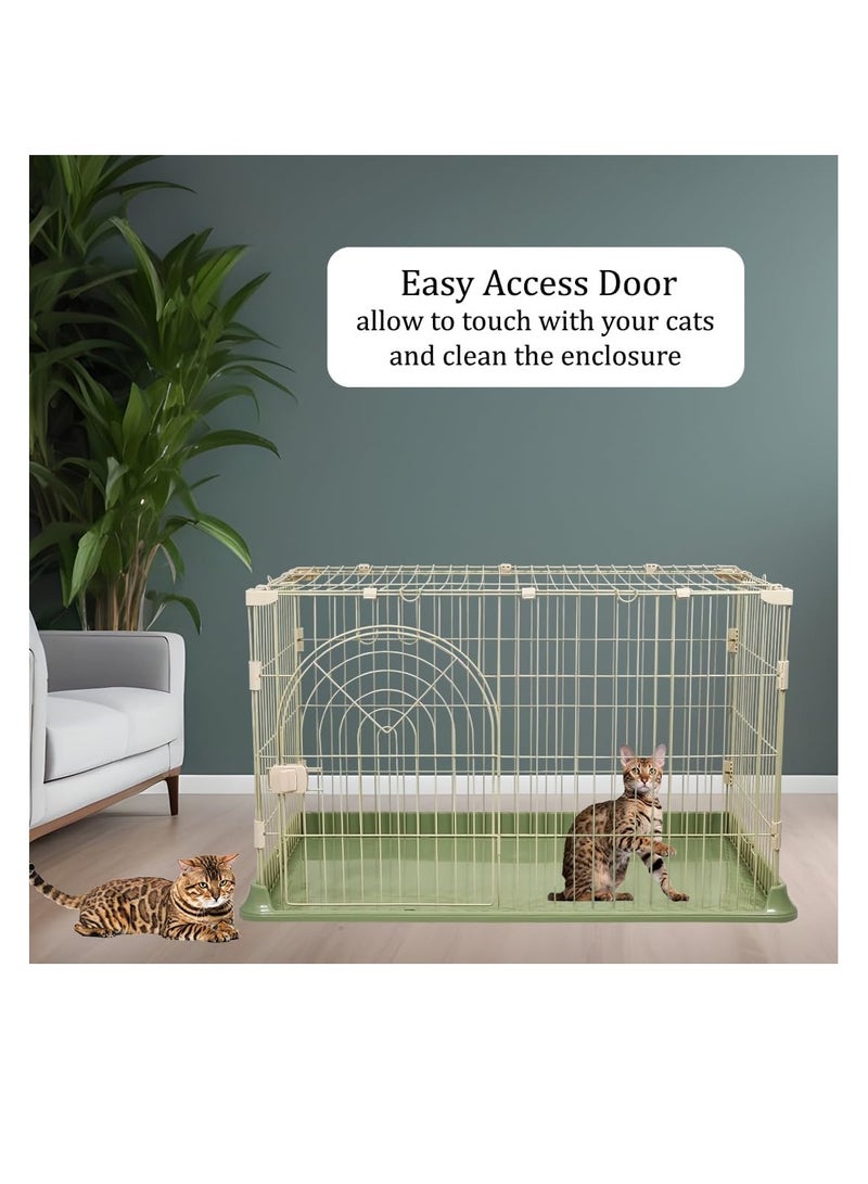 أن ان سي بيتس قفص قطط متين مع قاعدة مقاومة للماء، قفص للحيوانات الأليفة بطول 100 سم، وقفل زنبركي آمن، طبقة واحدة مع سلك معدني، مثالي للحيوانات الأليفة الصغيرة والمتوسطة الحجم، سهل التجميع، أخضر - Image 4