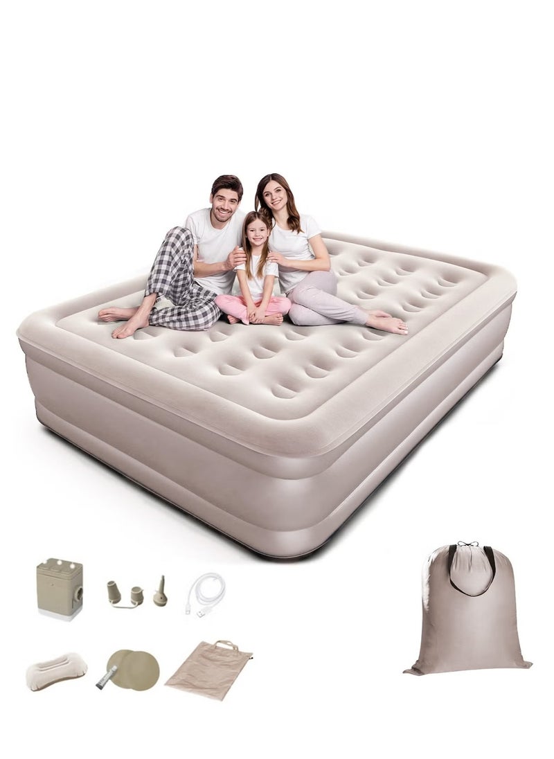 JAJEEK - Double Outdoor Camping Waterproof Air Mattress, Fast Auto Inflatable Bed, Portable Home Inflatable Sofa Bed, Built-in Electric Pump - Inflatable Outdoor Mat for Tent, Camping, Car & Truck | Easy Setup, Comfortable & Durable - Image 1