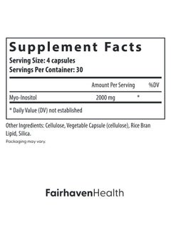 fairhaven health Myo-Inositol Supplement for Women and Men | Vitamin B8 2000mg | Vegan Inositol Powder Capsules | Gluten, Dairy and Soy Free | 120 Inositol Capsules  - Image 3