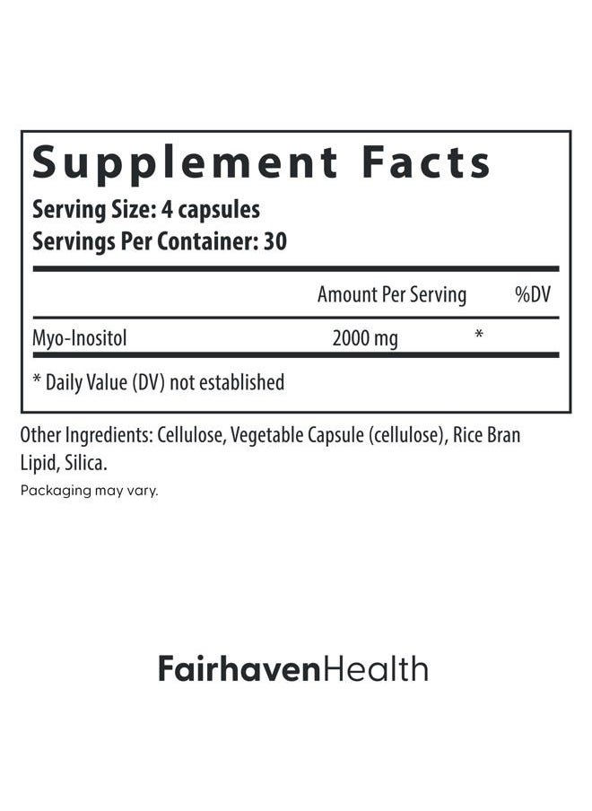 fairhaven health Myo-Inositol Supplement for Women and Men | Vitamin B8 2000mg | Vegan Inositol Powder Capsules | Gluten, Dairy and Soy Free | 120 Inositol Capsules  - Image 3