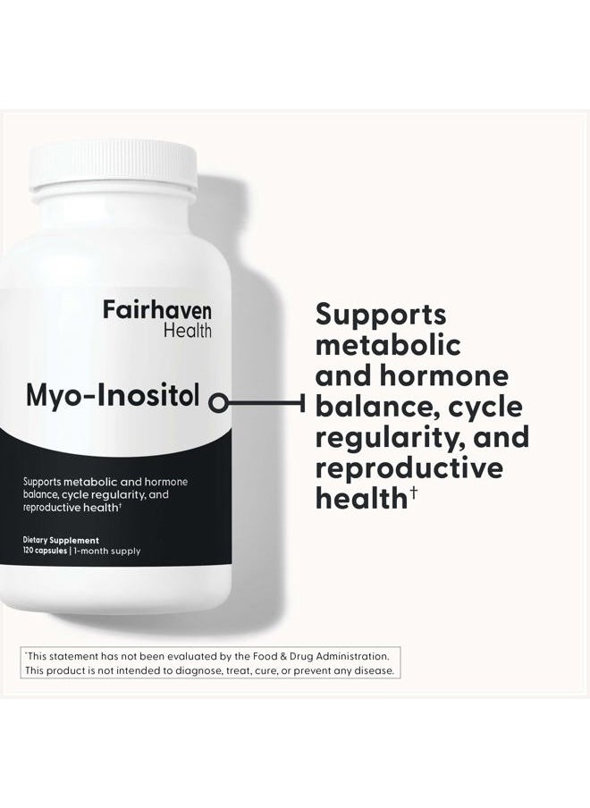 fairhaven health Myo-Inositol Supplement for Women and Men | Vitamin B8 2000mg | Vegan Inositol Powder Capsules | Gluten, Dairy and Soy Free | 120 Inositol Capsules  - Image 2