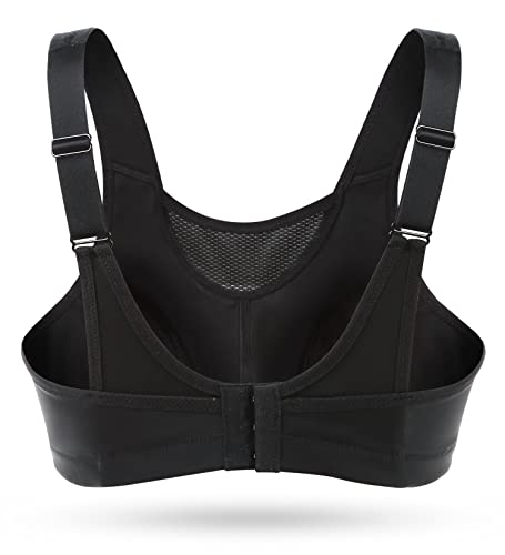 Wingslove Women's Full Coverage High Impact Wirefree Workout Non Padded Sports Bra Bounce Control (Black,40DDD) - Image 3