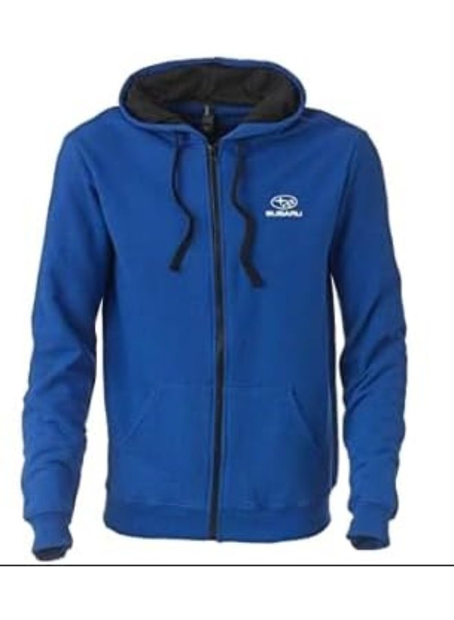 Subaru Logo Full Zip Blue Basic Hoodie Sweatshirt - Image 2