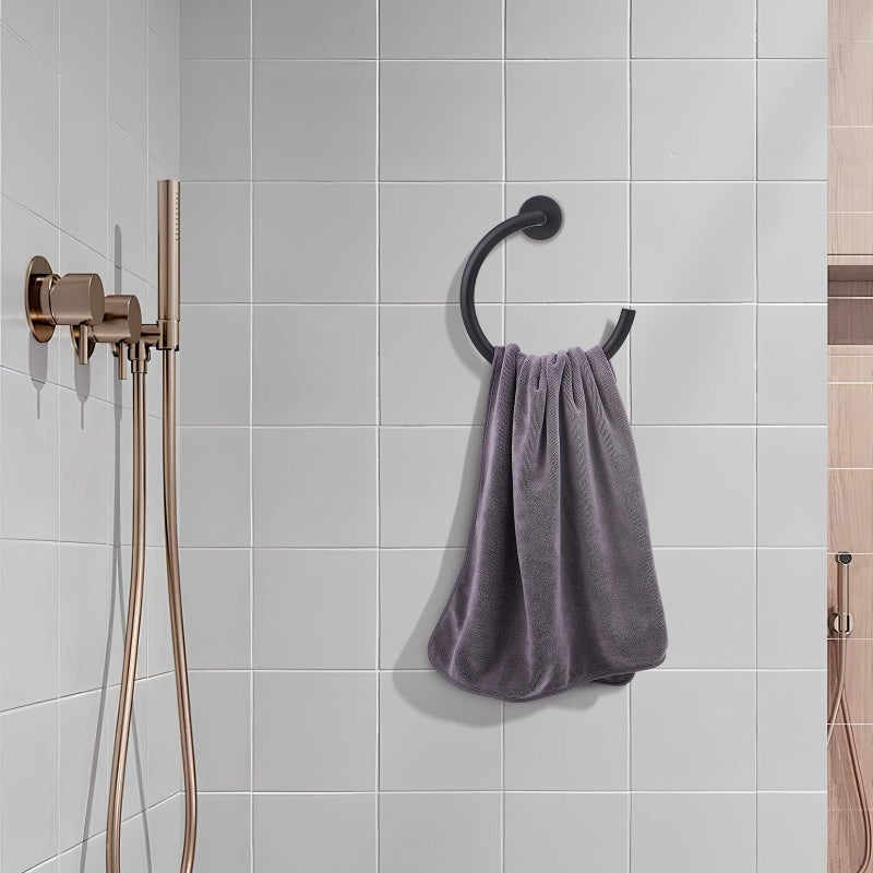 Stainless Steel Curved Towel Ring Holder Wall Mounted for Bathroom Storage - Image 4