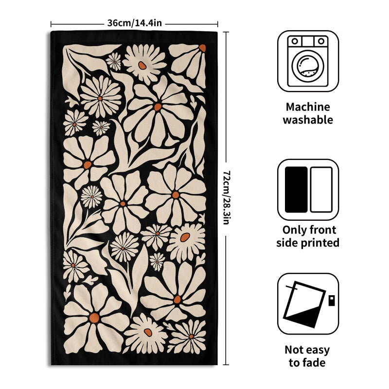 Giwawa Black Daisy Hand Towels Set of 2 Boho Floral Decorative Absorbent Fingertip Towels Soft Kitchen Tea Dish Towels for Bathroom Home Gym Spa - Image 2