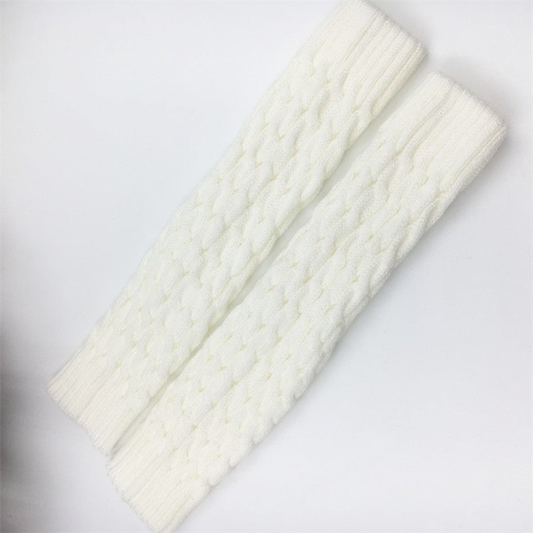 Korean Thick Knit Leg Warmers for Women White. 