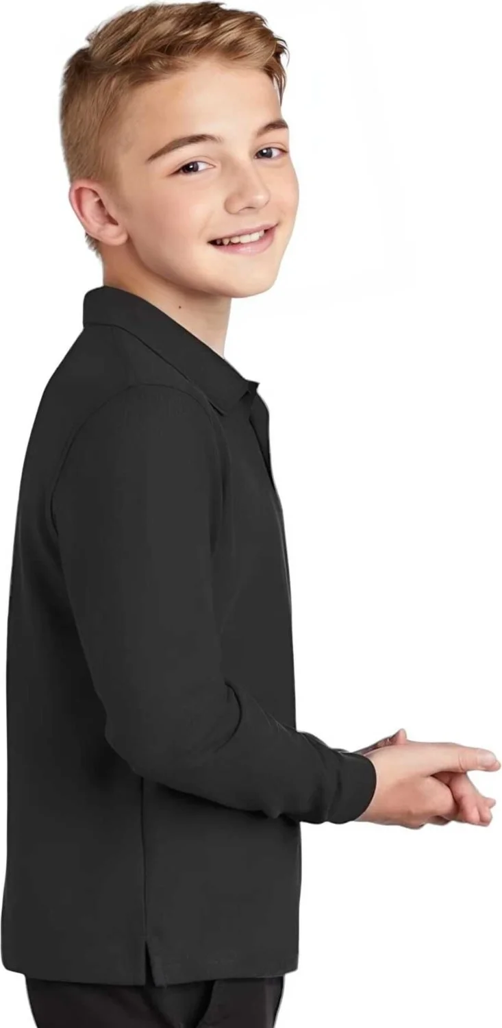 Tezzgelsin 3-Piece Boy Long Sleeve Cotton Polo Neck T-Shirt Daily and School Uniform School T-Shirt