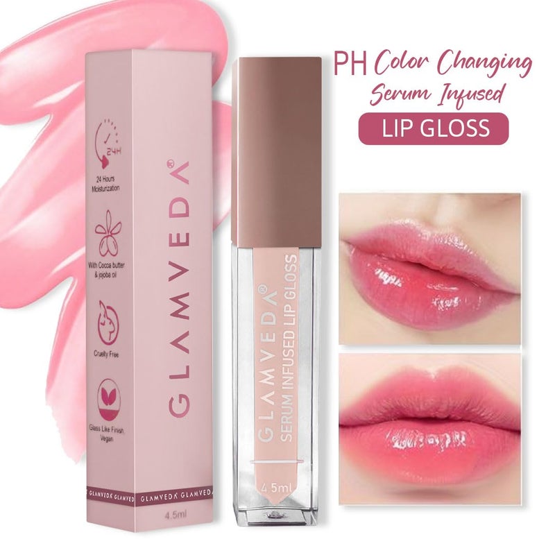 Glamveda Glamveda High Shine Serum Infused Lip Gloss PH Colour Changing Lip Gloss Hookup 109 For Soft Dewy Lips Unique Pink Shade Based on Skins PH 45ml  - Image 2
