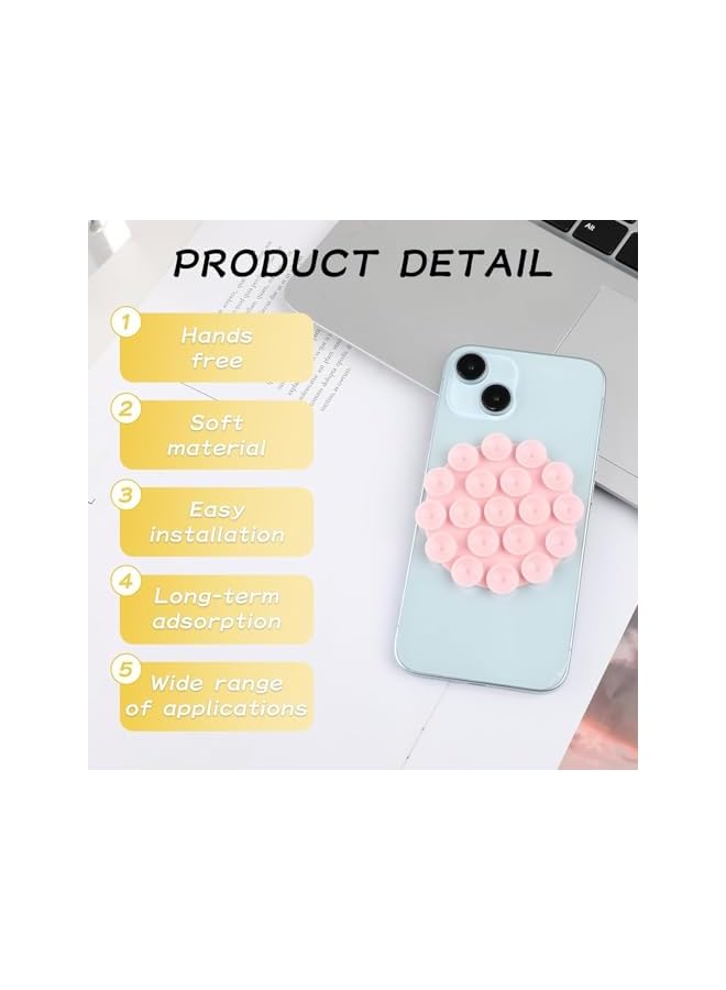 S-TOP Phone Holder, 5-Pack Double-Sided Silicone Suction Cup Phone Mount with Strong Adhesion, Universal Hands-Free Mobile Holder for Car Mirror Shower Selfies Videos Office Desk - Image 5