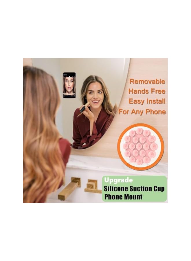 S-TOP Phone Holder, 5-Pack Double-Sided Silicone Suction Cup Phone Mount with Strong Adhesion, Universal Hands-Free Mobile Holder for Car Mirror Shower Selfies Videos Office Desk - Image 3