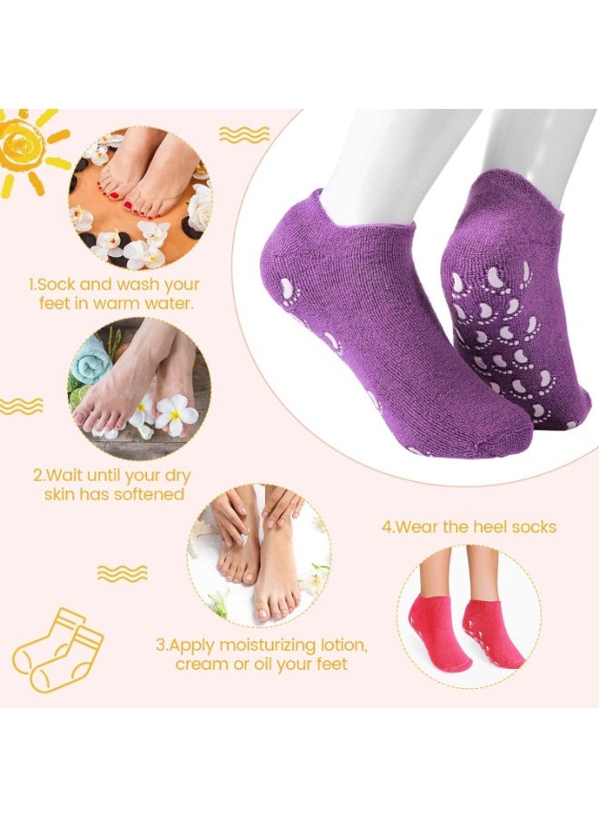 Meetion 6 Pairs Moisturizing Socks Gel Socks Extra Soft Gel Socks Gel Spa Socks for Dry Cracked Feet Skins Gel Lined Feet Care Socks for Repairing Softening Feet Dry Cracked (Multicolored) - Image 4