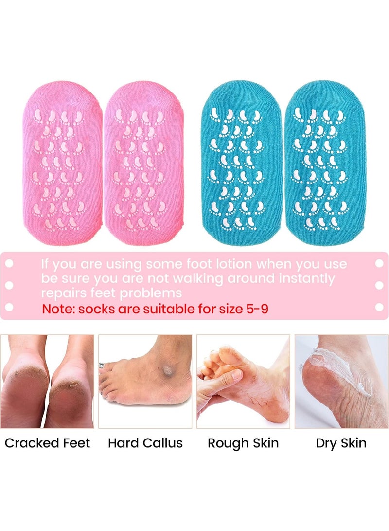 Meetion 6 Pairs Moisturizing Socks Gel Socks Extra Soft Gel Socks Gel Spa Socks for Dry Cracked Feet Skins Gel Lined Feet Care Socks for Repairing Softening Feet Dry Cracked (Multicolored) - Image 2