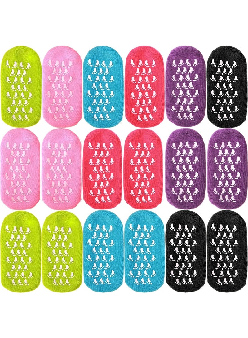 Meetion 6 Pairs Moisturizing Socks Gel Socks Extra Soft Gel Socks Gel Spa Socks for Dry Cracked Feet Skins Gel Lined Feet Care Socks for Repairing Softening Feet Dry Cracked (Multicolored) - Image 1